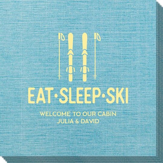 Eat Sleep Ski Bamboo Luxe Napkins